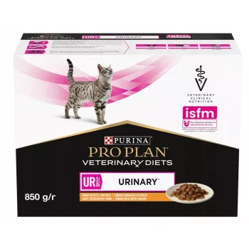 Šlapias kačių ėdalas Purina Pro Plan Veterinary Diets UR St/Ox Vištiena maišeliai 10 x 85 g, veterinarinis šlapimo takų palaikymas