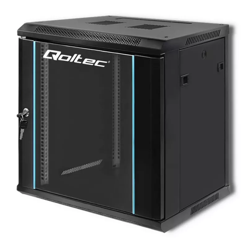 19 colių stelažo spinta QOLTEC 54464 12U 600x635x450 Juoda