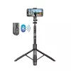 Tripod lazdelė asmenukėms Crong CRGSGU1BLK aliuminė su Bluetooth nuotolinio valdymo pultu, sulankstomomis kojelėmis ir telefono laikikliu