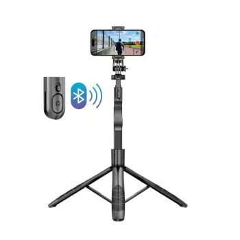 Tripod lazdelė asmenukėms Crong CRGSGU1BLK aliuminė su Bluetooth nuotolinio valdymo pultu, sulankstomomis kojelėmis ir telefono laikikliu