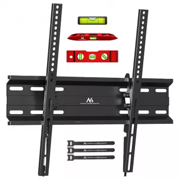 Sieninis TV laikiklis MACLEAN MC-748A VESA 100x100–400x400 mm, pasvirimas, juodas, iki 45 kg