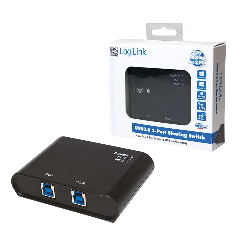 LogiLink UA0216 USB 3.0 perjungiklis, 2 kompiuteriai ir 1 USB įrenginys