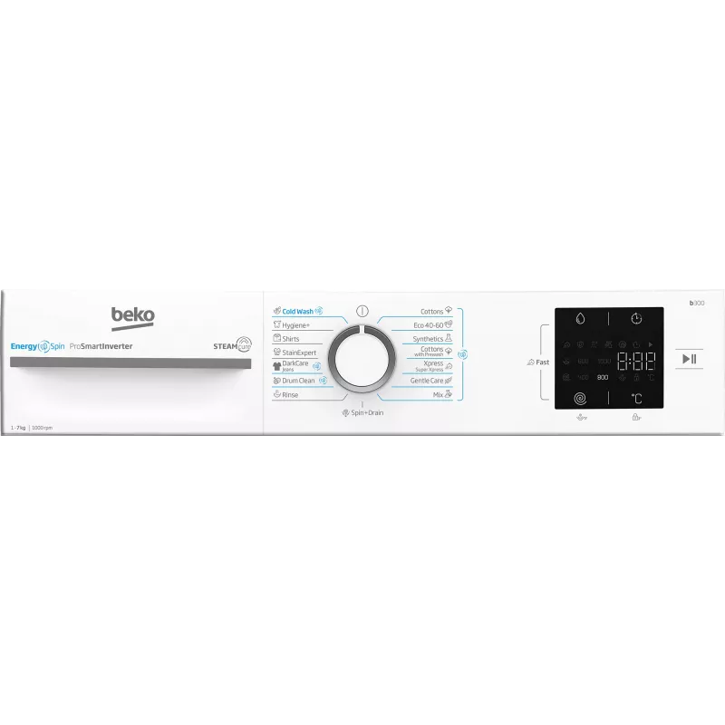 BEKO BM3WFSU37013WW Skalbimo mašina, 7 kg, A energijos klasė, 49,6 cm, 1000 aps./min., inverterinis variklis, Steam Cure