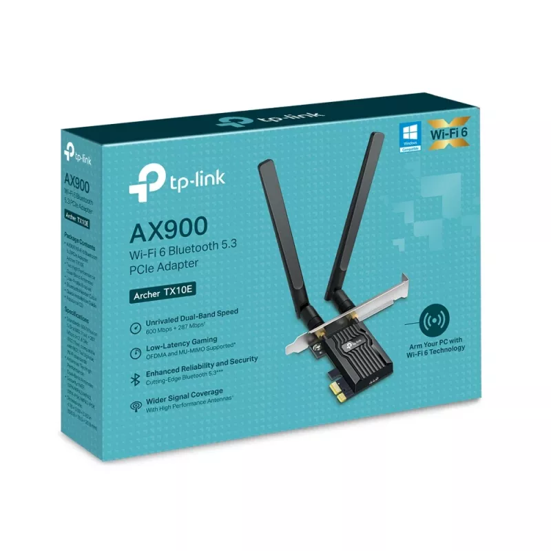 TP‑LINK Archer TX10E AX900 – PCIe adapteris, Wi‑Fi 6, Bluetooth