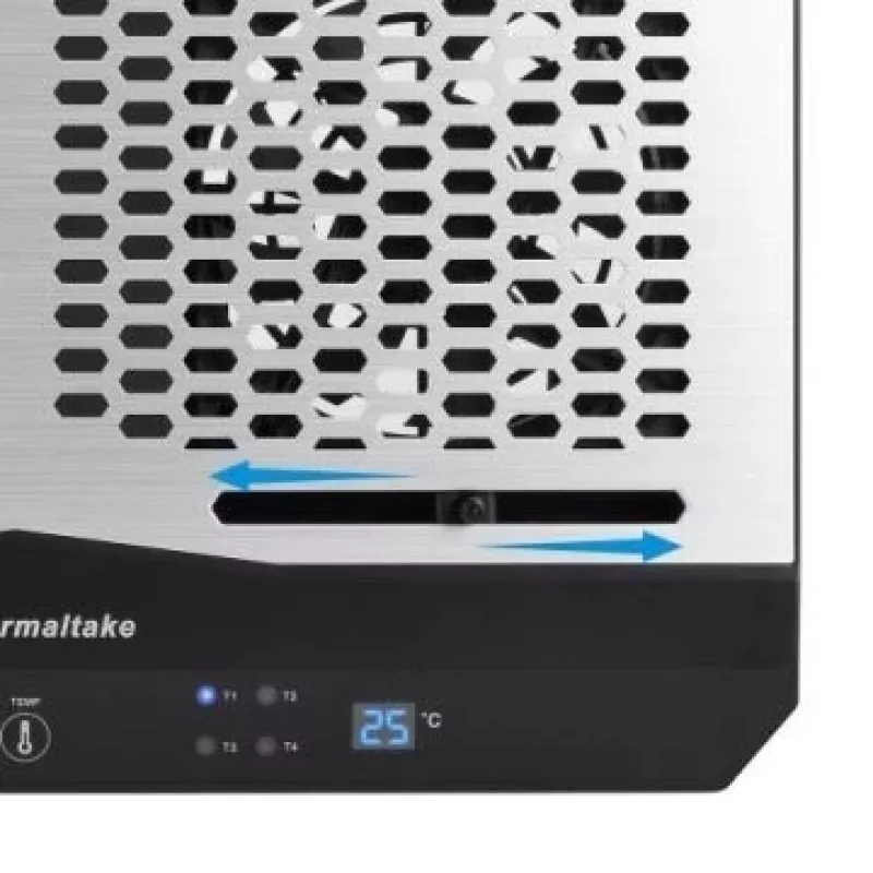 Aušinimo padėklas nešiojamam kompiuteriui THERMALTAKE CL-N002-PL12BL-A su 12 cm ventiliatoriumi, aliuminis ir plastikas, 390×277.5×49.3 mm, 1000–1300 RPM
