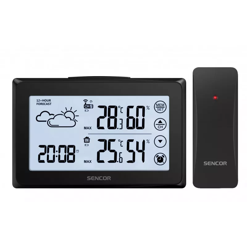 Oro stotelė SENCOR SWS 2850 – vidaus / lauko temperatūra ir drėgmė, 1 belaidis jutiklis, 433,92 MHz, min/max atmintis