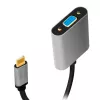 USB Type-C į VGA (D-Sub) vaizdo adapterio kabelis LOGILINK CUA0104 0,15 m, pilkai juodas