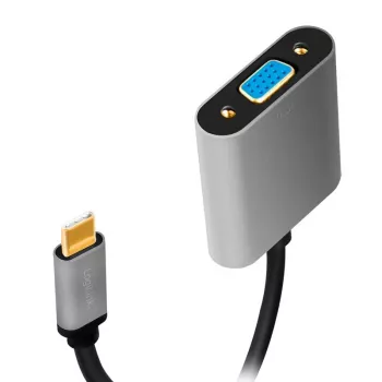 USB Type-C į VGA (D-Sub) vaizdo adapterio kabelis LOGILINK CUA0104 0,15 m, pilkai juodas