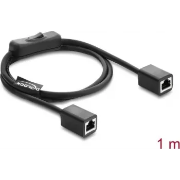 Tinklinis pataisos kabelis DELOCK RJ45 Cat.6 F/UTP 1 m su integruotu jungikliu