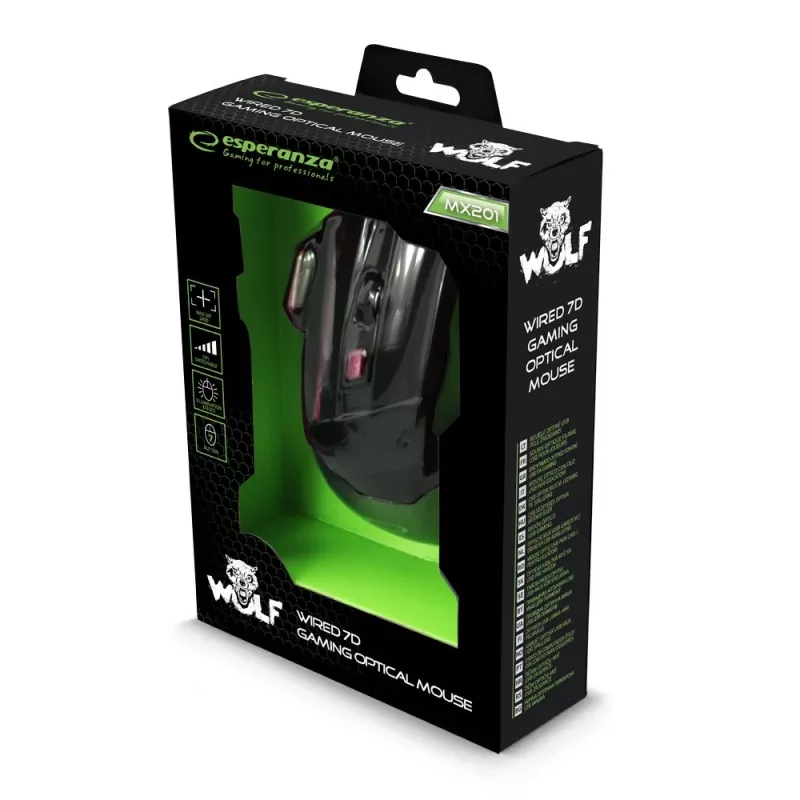 Esperanza EGM201R pelė USB Type-A Optinė 2400 DPI Dešinei rankai