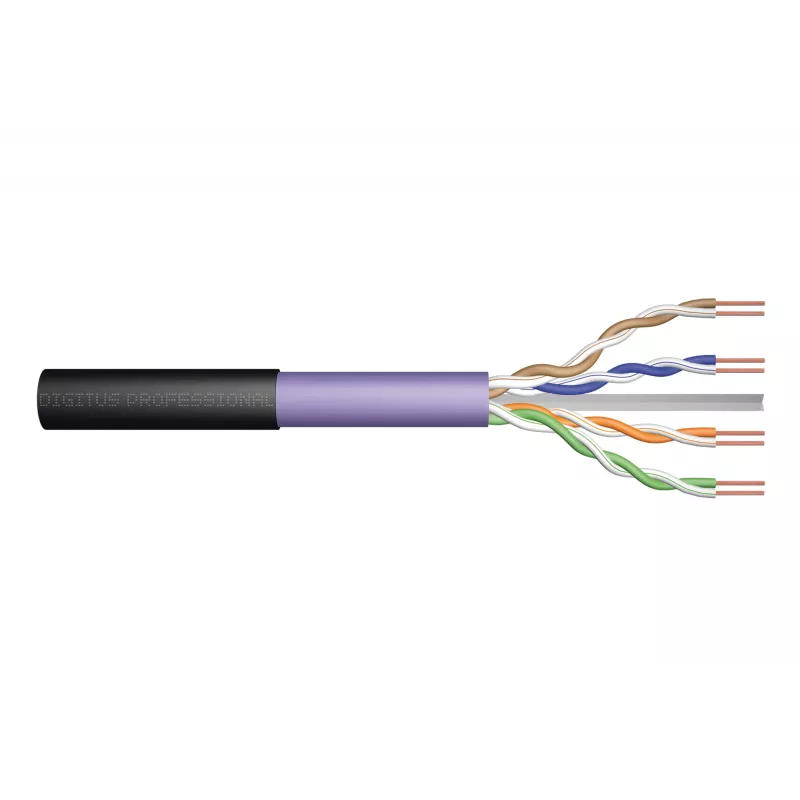 DIGITUS Professional montažinis kabelis – 500 m – UTP – CAT 6 – halogenų neturintis, lauko, tvirtas – juoda