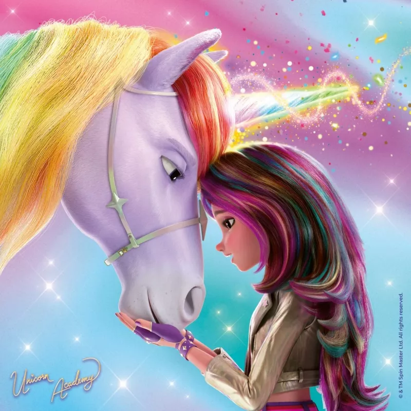 Dėlionė Ravensburger Unicorn Academy – 3 x 49 dalių, rinkinys vaikams