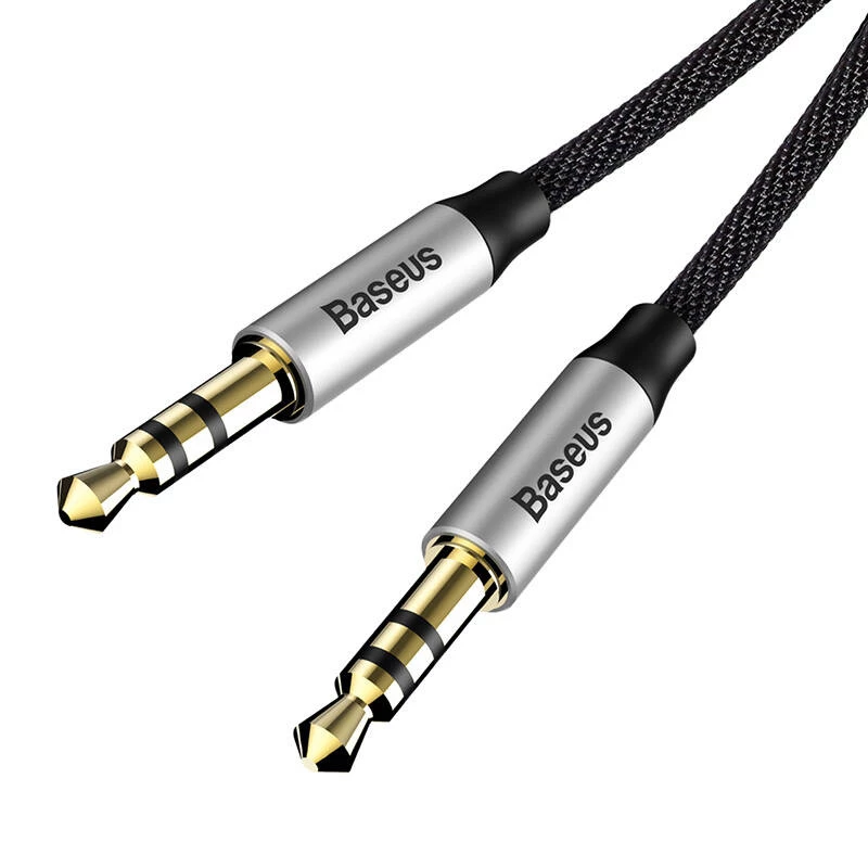 Baseus Yiven garso kabelis 3.5 mm vyriškas M30 1.5 m sidabrinis+juodas