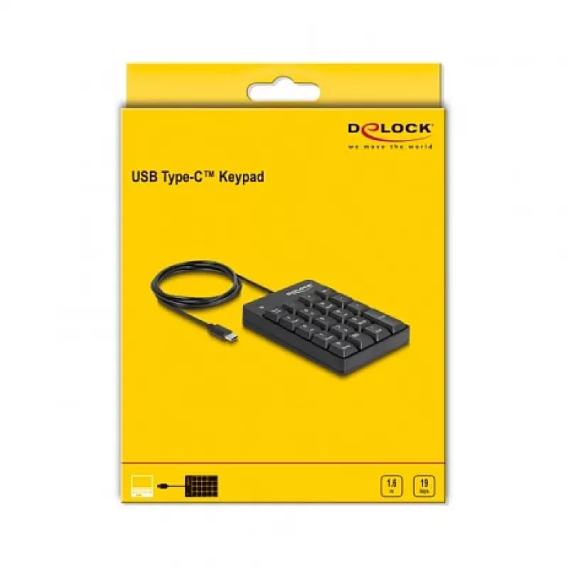 Skaitmeninis klaviatūros blokas DeLOCK 12108 USB juodas 19 klavišų 1.6 m laidas