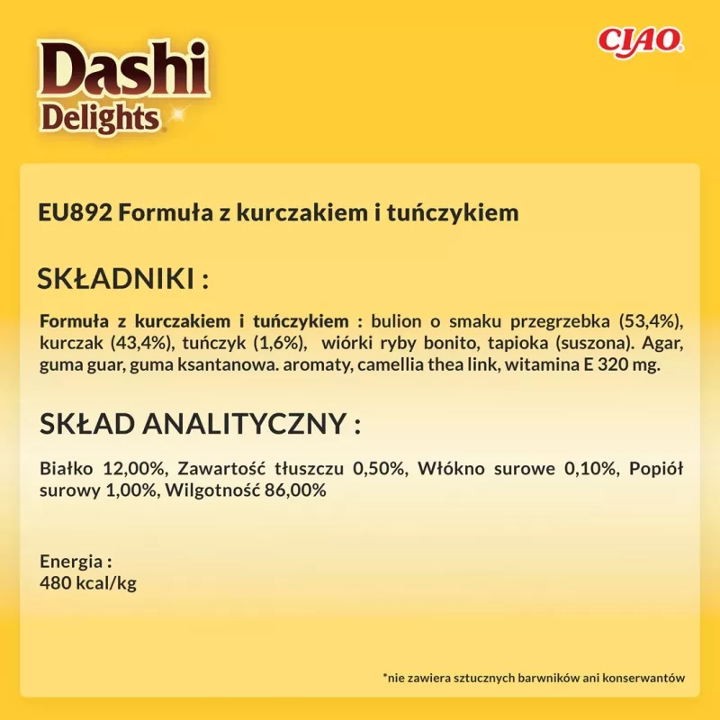 Šlapieji kačių skanėstai INABA Dashi Delights Delicate Flakes Vištiena su Tuna 40 g maišelis