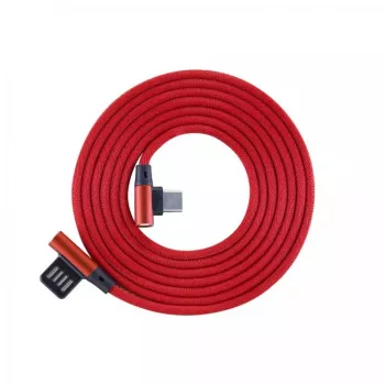 Sbox USB->Type-C 90 m/m 1.5m Type-C-90R braškinė raudona