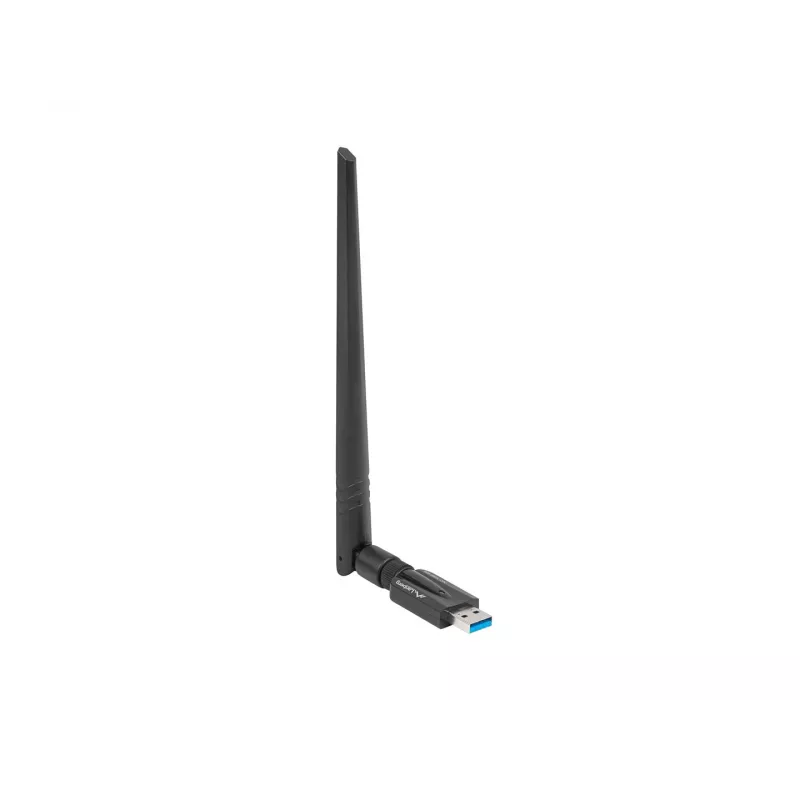 LANBERG NC-1200-WIE vidinė WLAN kortelė – dviejų juostų USB belaidžio ryšio adapteris, RTL8812BU, iki 1200 Mbit/s, išorinės 2x2 antenos (5 dBi), juoda
