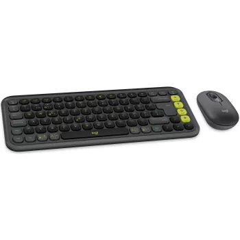 Logitech POP ICON COMBO Swiss, Grafit/Žalia, belaidis klaviatūros ir pelės rinkinys, Bluetooth, 920-013275