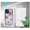 Apsauginis dėklas Devia Crystal Flora iPhone 12 / 12 Pro — mėlynas permatomas su gėlių raštu