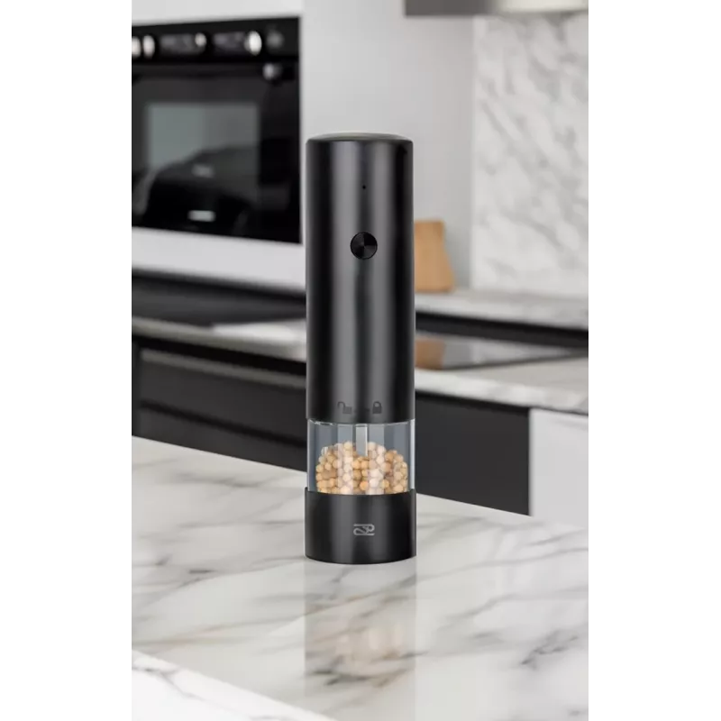 Druskos malūnėlis PROMIS MP34, keraminis peiliukas, reguliuojamas smulkumas, 180 mm, juodas, USB