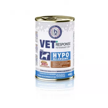 VET RESPONSE Hypoallergenic Duck šlapias šunų ėdalas - 400 g