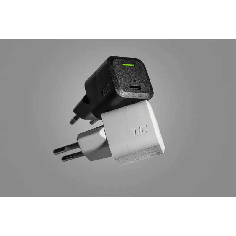 Mobiliojo įrenginio įkroviklis Green Cell CHARGC06, USB-C 33W, Quick Charge 3.0, AC 100–240V, juodas