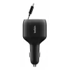 Belkin 75W 2-Port įkroviklis su įtraukiamu USB-C laidu automobiliui (CCC001HQBK)