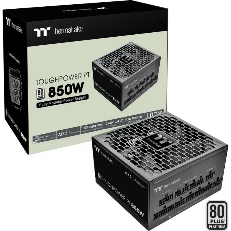 Maitinimo blokas Thermaltake Toughpower PT 850W 80 Plus Gold, model PS-TPP-0850FNFAPE-1