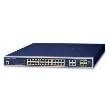 PLANET GS-4210-24P4C - Valdomas tinklo jungiklis - 24 prievadai 10/100/1000 (PoE+) + 4 Combo Gigabit-SFP - Stalinis arba montuojamas į stelažą - PoE+ (220 W)