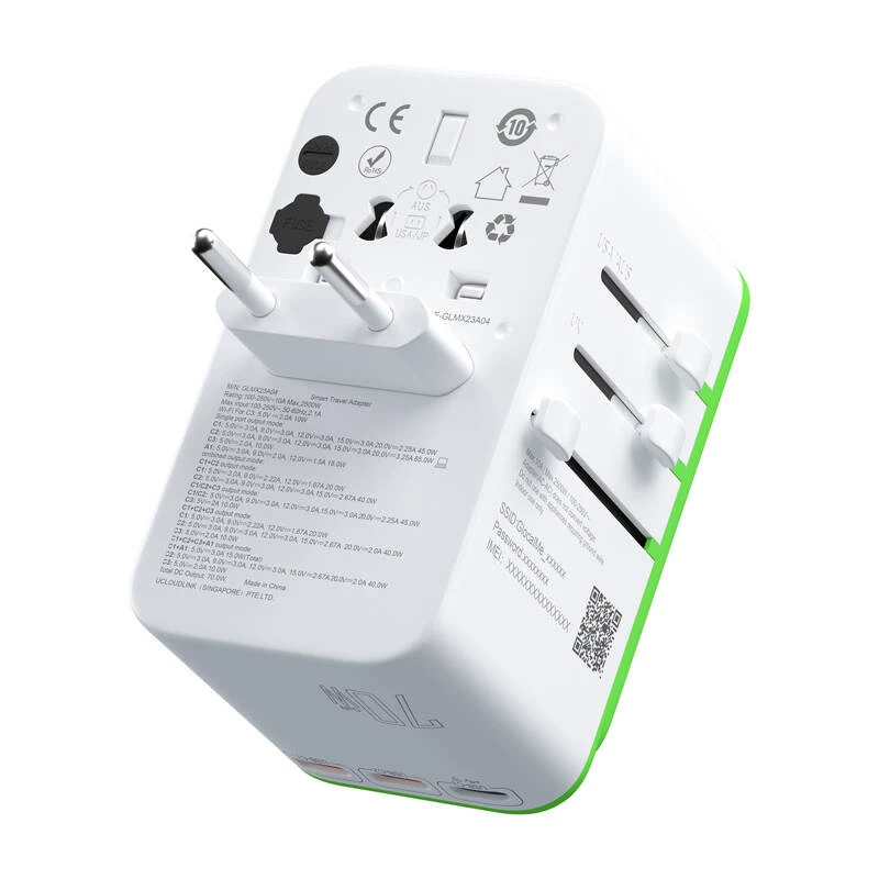 Maitinimo adapteris GlocalMe Roamplug 4G LTE Wi‑Fi Cloud SIM – baltas