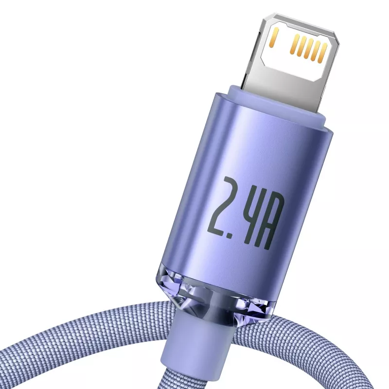 Baseus Crystal Shine USB į Lightning laidas, 2,4A, 2m (violetinis)