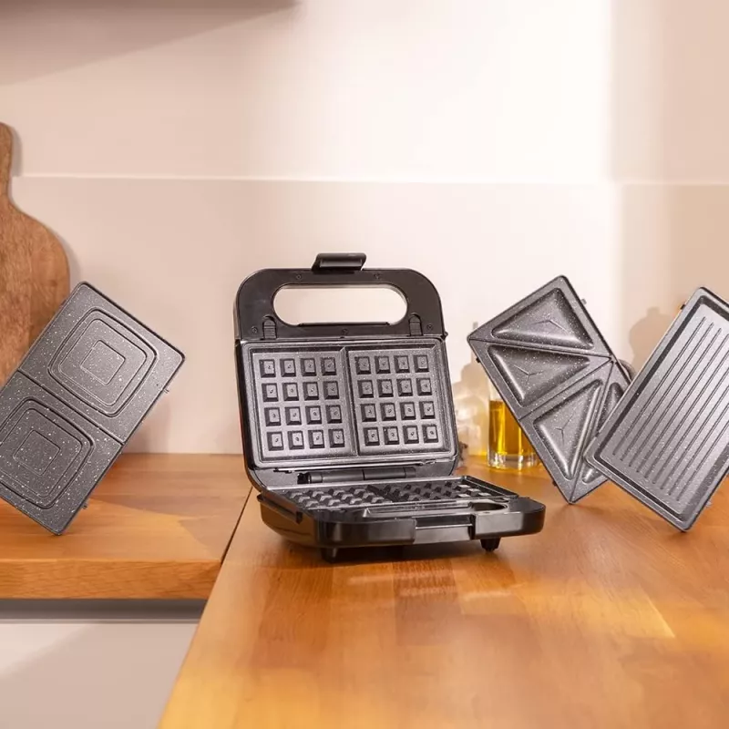 Cecotec sumuštinių keptuvė Rock’nToast 4in1 | 1000 W | 4 plokštės | Juoda