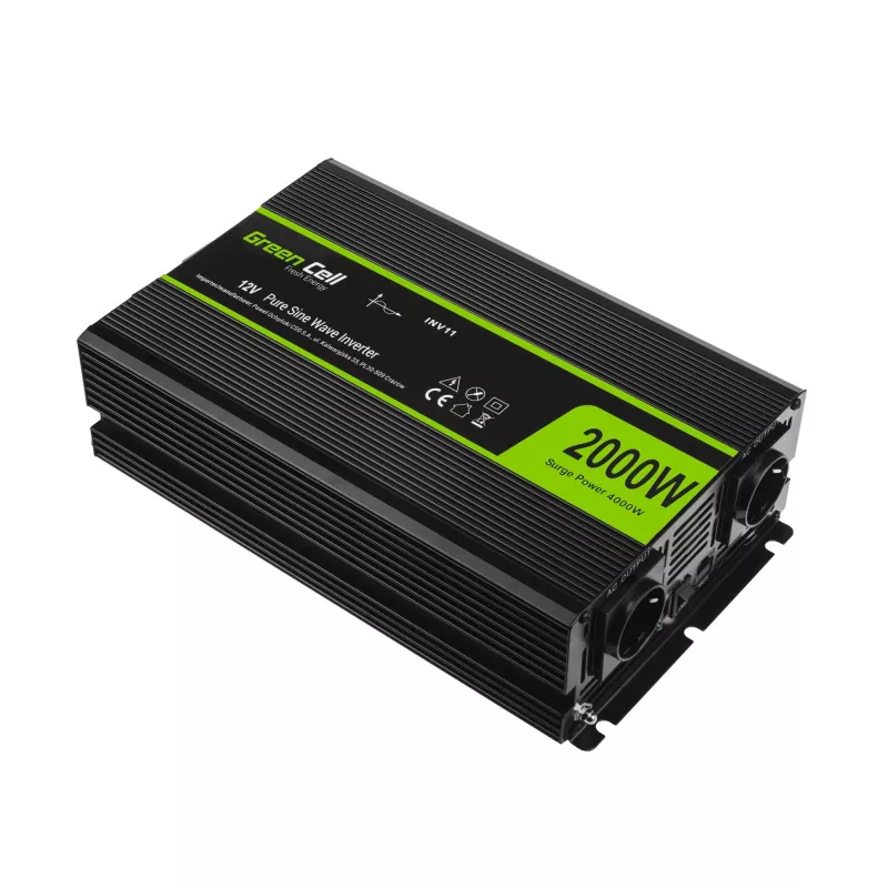 Green Cell INV11 keitiklis/inverteris automobilinis 2000 W juodas