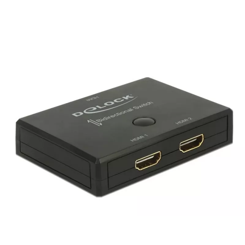 DeLock HDMI 2–1 jungiklis dvikryptis 4K 60 Hz – vaizdo/garso perjungiklis – 2 x HDMI – stalinis