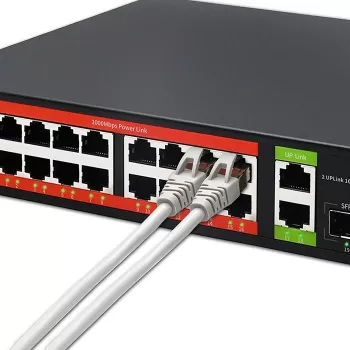 Tinklo jungiklis QOLTEC 52292 — Gigabit Ethernet PoE, 16x RJ45, 2x RJ45 uplink, 2x SFP