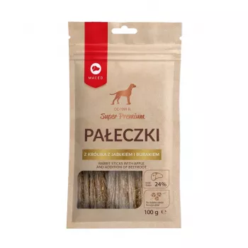 MACED Triušio lazdelės su obuoliu ir burokėliu – šunų skanėstas – 100g