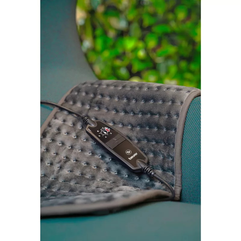 Kaitinimo pagalvėlė Beurer HK 123 XXL Cosy Grey Green Planet 60x30cm, 6 lygiai, automatinis išsijungimas