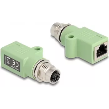 DeLOCK 60681 M12 RJ45 žalias adapteris, auksuoti kontaktai