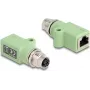 Delock 60682 M12 X-coded 8-pin lizdas – RJ45 lizdas adapteris, Cat.5e, tiesus, žalias