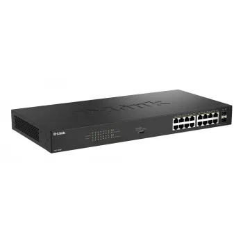 D-Link DGS-1018P/E 18 prievadų nevaldomas PoE jungiklis – 16 x Gigabit RJ-45, PoE (IEEE 802.3af/at), 36 Gbit/s perjungimo talpa