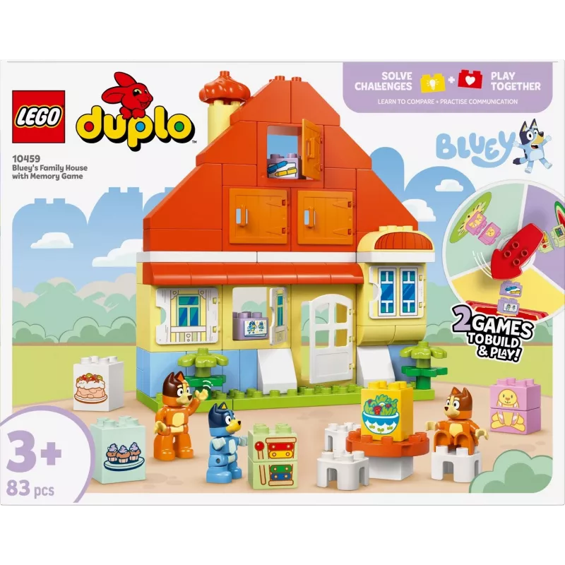 LEGO Bluey šeimos namas su atminties žaidimu 10459 – 83 detalės, 3 minifigūrėlės, nuo 3 metų