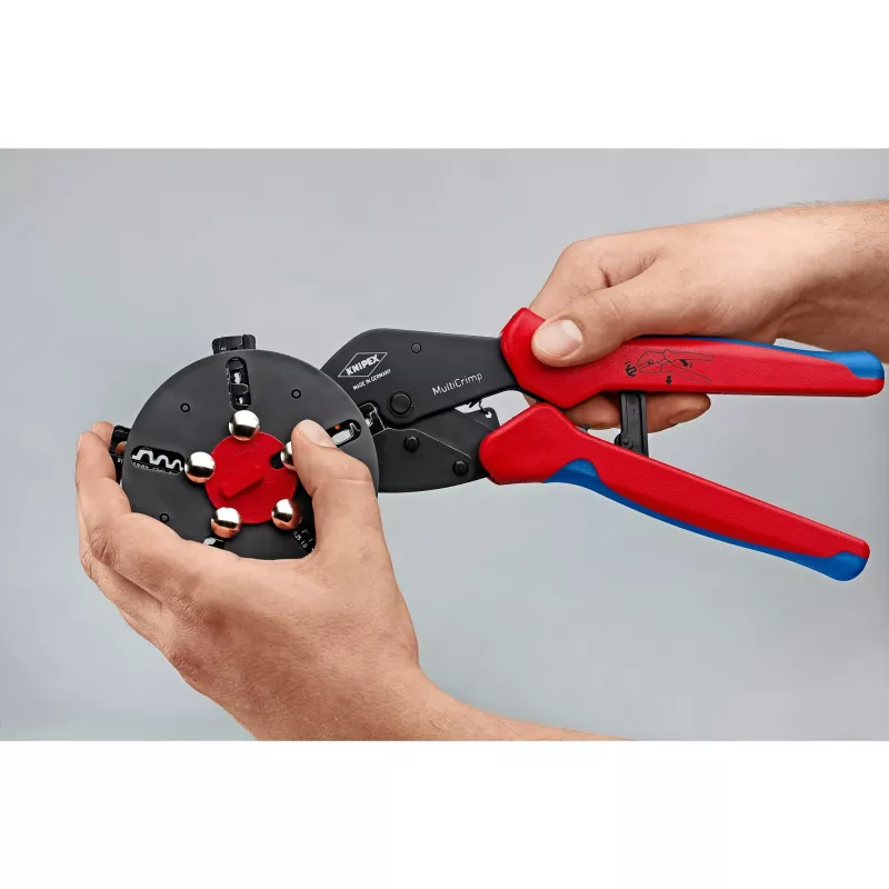 Knipex 97 33 02 kabelių užspaudimo įrankis Mėlyna, Raudona