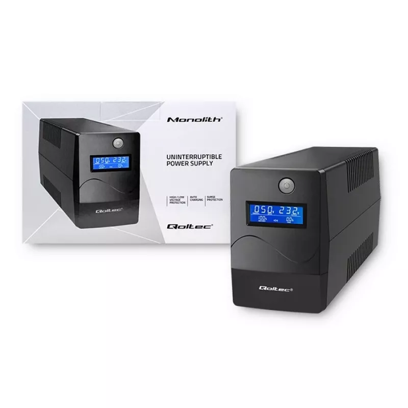 Qoltec Monolith UPS Double-conversion Online 0.65 kVA 360 W 2 AC lizdai
