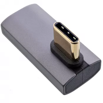InLine USB4 adapteris, USB-C kištukas / lizdas vertikalus dešinėn/kairėn lenktas, aliuminis, pilka