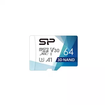 MicroSDXC atminties kortelė Silicon Power Superior Pro 64GB UHS-III U3 V30 100/80 MB/s su SD adapteriu