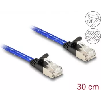 DeLOCK RJ45 plokščias Cat.6A 0,3 m mėlynas tinklo kabelis