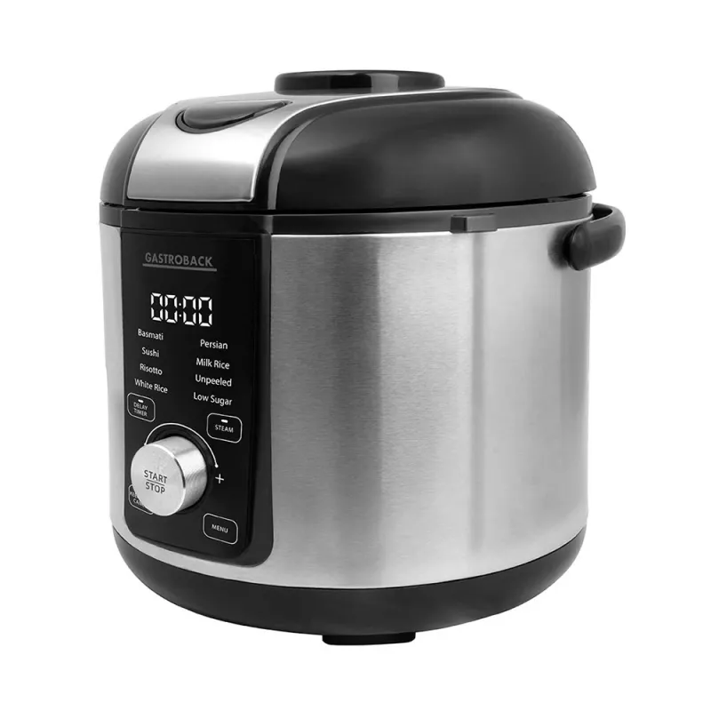 Ryžių virimo aparatas GASTROBACK Rice Control Low Carb & Steam, 3 L, 450 W, juodas/nerūdijantis plienas