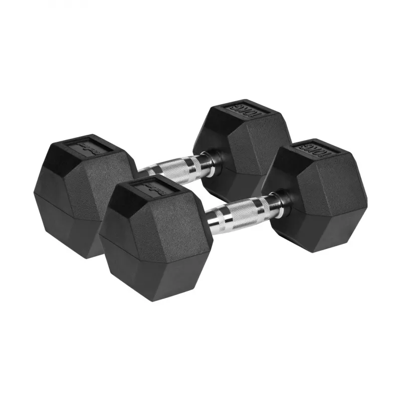 Guminiai ketaus hanteliai HEX 2x10 kg REBEL ACTIVE