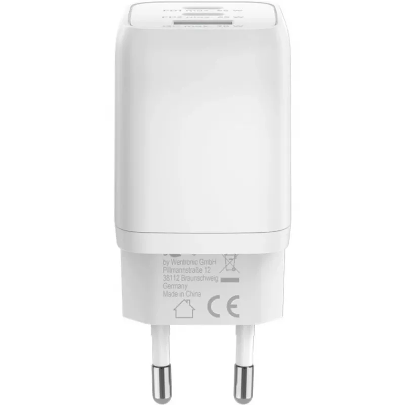 USB-C greitasis įkroviklis Nano, PD, GaN, 65 W (baltas, 1x USB-A, 2x USB-C PD, Charge 3.0)