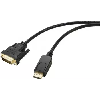 Renkforce DisplayPort / DVI adapterio laidas, DisplayPort kištukas, DVI-D 24+1 kontaktų kištukas, 1,80 m, juodas RF-5771518, PVC apvalkalas